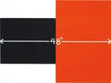 Mel Bochner, Measurement: 48" (Black/Red), 1998, oil and acrylic on canvas, in 2 parts