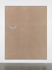 F (Don't Honk) by David Ostrowski, 2014, lacquer on burlap, in artist's frame, sold May 2018