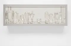 Josiah McElheny, Historical Renaissance, Mirrored and Reflected (Decorated), 2003, blown glass objects, chrome metal display, glass and mirror