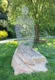 Jaume Plensa, Kneeled Shadow, 2008, welded pressed steel and boulder