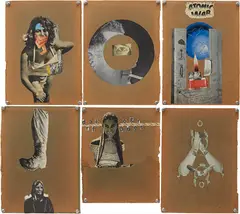 Dash Snow, Six works: (i-vi) Untitled, 2006, (i-iii, v-vi) collage on paper (iv) collage on paper, mounted to board