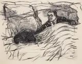 William Kentridge, Drawing from Sobriety, Obesity & Growing Old (Soho in Bed with Cat)