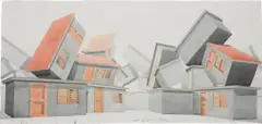 El pueblo by Los Carpinteros, 2004, watercolor and graphite on paper, sold May 2018
