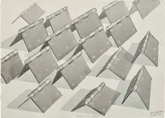 Bisagras como un poblado by Los Carpinteros, 2003, watercolor and water soluble pencil on paper, sold May 2018
