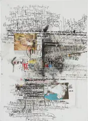 Despina Stokou, Google Search Collage II (terms: Madonna-Whore Split, Freud, Luise Grim, Tracey Emin), 2011, mixed media on canvas