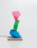 Small Blue, Green and Pink Mountain by Ugo Rondinone, 2017, painted stone on concrete base, sold May 2018