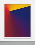 Cory Arcangel, Photoshop CS: 84 by 66 inches, 300 DPI, RGB, square pixels, default gradient, "Blue, Red, Yellow" (turn reverse off), mousedown x=4000 y=5350, mouse up x=20000 y=1200