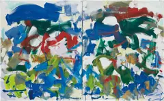 Hours by Joan Mitchell, 1989, oil on canvas, diptych, sold May 2018