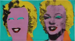 Two Marilyns by Andy Warhol, acrylic and silkscreen ink on linen, laid on canvas, sold May 2018