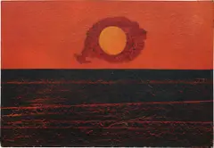 Max Ernst, Clouds, Sun and Sea, 1952, oil on Masonite