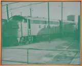 Richard Pettibone, Green Southern Pacific, 1965-1966, acrylic and photo engraving on canvas, in artist's frame
