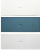 Turi Simeti, Trittico bianco-blu-azzuro, 1980, acrylic on shaped canvas, in 3 parts