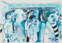 The Coffee Line by Celeste Dupuy-Spencer, 2016, watercolor on paper, sold Sep 2018