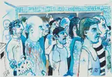 Celeste Dupuy-Spencer, The Coffee Line, 2016, watercolor on paper