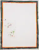 David Ostrowski, F (A thing is a thing in a whole which it's not), 2013, acrylic, lacquer and paper on canvas