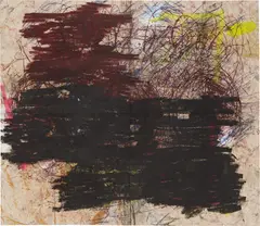 Untitled by Oscar Murillo, 2011, oil, dirt and spray paint on canvas, sold Sep 2018