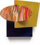 Sam Gilliam, Pisane Ice, 1997, acrylic on wood construction, rotating element on hinge