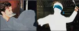 John Baldessari, Figure (With Money) and Knife Thrower (With Blue Blindfold)