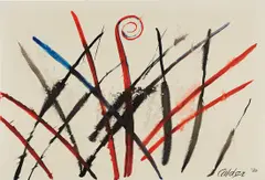 Central Frond by Alexander Calder, 1970, gouache and ink on paper, sold Sep 2018
