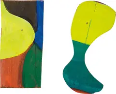 Two Works: (i) Rompecabeza Uno 32; (ii) Rompecabeza Dos 24 by Mary Heilmann, 2000, acrylic and watercolor on wood panel, sold Sep 2018
