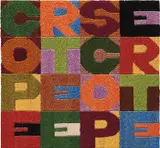 Coperte e Scoperte by Alighiero Boetti, 1988, embroidery on canvas, mounted on panel, sold Sep 2018