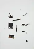 Richard Aldrich, Untitled, 2011-2012, painted rubber, wood, cardboard and cloth on linen