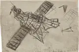 Kcho, La conquista del espacio a los ojos de la historia (The Conquest of Space in the Eyes of History), 2001, charcoal on paper, mounted on canvas