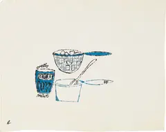 Cooking Items by Andy Warhol, 1954-1955, ink on paper, sold Sep 2018