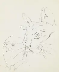 Portrait with Cat by Andy Warhol, 1956, ink on paper, offered Sep 2018