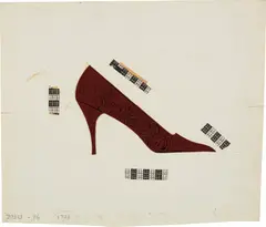 Shoe (collage) by Andy Warhol, 1955, ink and leather collage on paper, sold Sep 2018