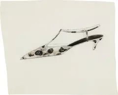 Shoe (floral) by Andy Warhol, 1955, ink and collage on paper, sold Sep 2018