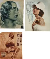 Dr Lakra, Three works: (i) Untitled (lagrima II); (ii) Untitled (penetro); (iii) Untitled (sombrero rosa), 2005, ink on vintage magazine