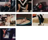 Larry Sultan, Seven works; (i) #3 (Mom in the lounge chair); (ii) #25 (Olive on plate); (iii) #27 (Dad hugging kids); (iv) (Larry's brother with a bandage on his head); (v) Dad in the baby pool; (vi) #20 (back to back teenagers); (vii) (two men in a waterfall) from the series Pictures From Home