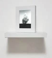 John Gerrard, Smoke Tree IV, 2006, simulation with artist's Corian frame and Corian console table
