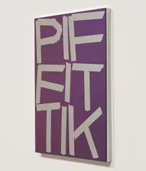 Eddie Peake, Pif Fit Tik, 2013, spray paint on polished stainless steel