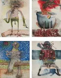 Jake and Dinos Chapman, Four works: (i) Dagger Legs I; (ii) Mosquito in a bath tub I; (iii) Milking boobs I; (iv) Urinating I