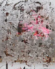 Brendan Lynch, Eddie But Not, 2013, posters, aluminum leaf and acrylic on panel