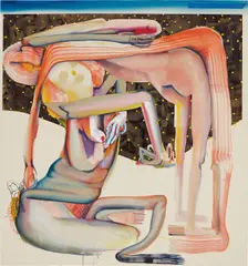 Pull on Thru Tha Nite by Christina Quarles, 2017, acrylic on canvas, sold Nov 2018