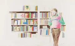 Ron Kitaj Reading by David Hockney, 1974, colored crayon and graphite on paper, offered Nov 2018