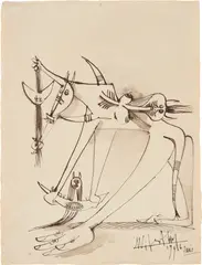 Untitled by Wifredo Lam, 1946, ink and wash on paper, sold Nov 2018