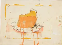 Cake Slice by Claes Oldenburg, 1962, watercolor, gouache and charcoal on paper, sold Nov 2018