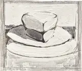 Wayne Thiebaud, Pie, 1958, gouache, watercolor, wax crayon and graphite on paper