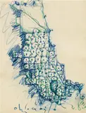 Claes Oldenburg, Map of Chicago Stuffed with Soft Numbers, 1963, crayon on paper