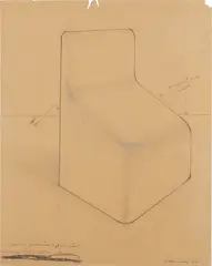 Bruce Nauman, Modern (Production) Slant Stool, 1966, graphite and pastel on paper