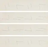 Fred Sandback, Untitled (4 drawings for 16 two-part pieces for the John Weber Gallery), 1975, pencil and ink on paper, in 4 parts