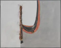 Carol Rama, La guerra è astratta, 1970, inner tube, copper wire and bichromatic canvas, in artist's frame