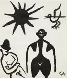 Alexander Calder, Untitled (Man, Woman, Bird and Sun), 1968, ink on paper