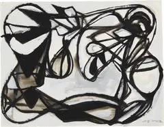 DS 3/4/52 by David Smith, 1952, egg ink and tempera on paper, sold Nov 2018