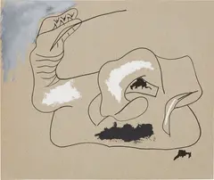 Arshile Gorky, Untitled (Drawing for 'Young Cherry Secured against Hares'), 1945, India ink and gouache on grey paper