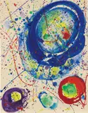 Sam Francis, Untitled (Blue Balls), 1962, gouache on paper, mounted on board